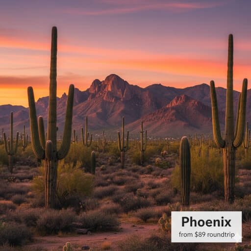 A desert landscape with cacti in Phoenix, Arizona