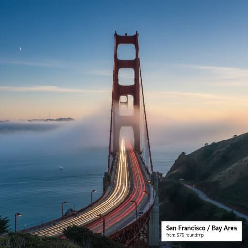 The Golden Gate Bridge in San Francisco, a quick flight from Burbank
